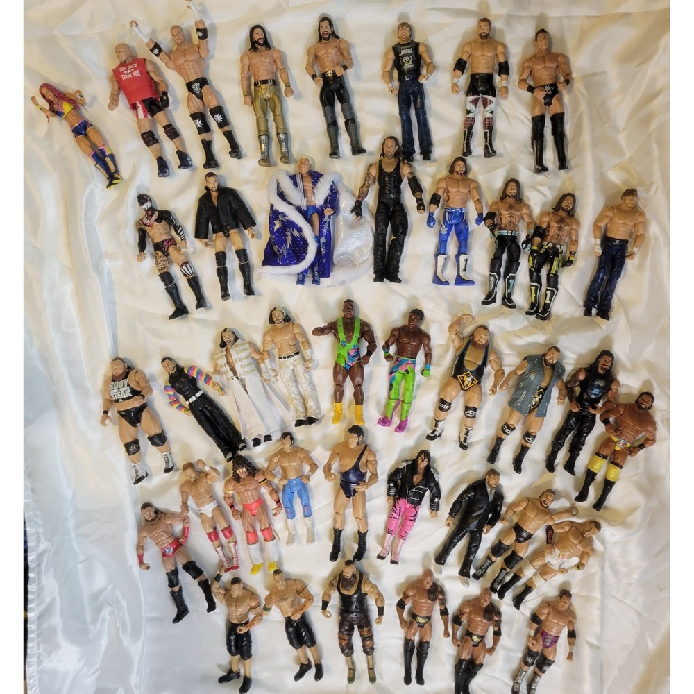 WWE Action Figure Lot of 40 Andre The Giant Undertaker John Cena The Rock Mattel